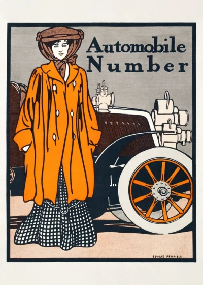 Plakat Automobile number kobieta przy samochodzie (1903)
