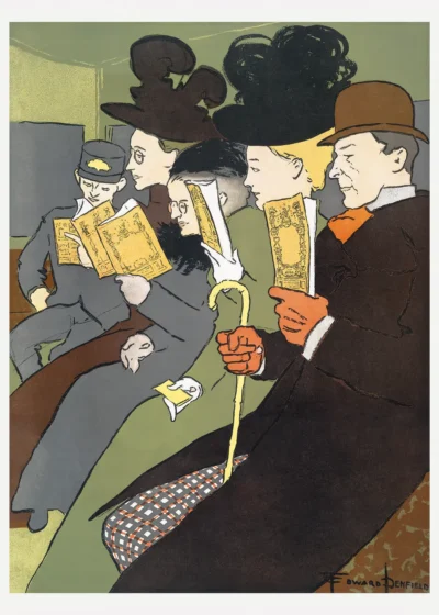 Plakat Ludzie w podróży czytający książki (1895) Plakat Ludzie w podróży czytający książki (1895)