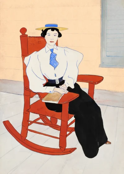 Plakat Kobieta na czerwonym fotelu bujanym (ok. 1895)