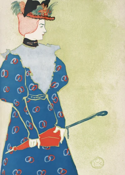 Plakat Kobieta trzymająca czerwoną parasolkę (1896)