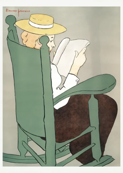 Plakat Kobieta czytająca książkę w fotelu bujanym (1899) Plakat Kobieta czytająca książkę w fotelu bujanym (1899)