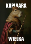 Plakat Kapibara Wielka, plakat z kapibarą w szatach królowej