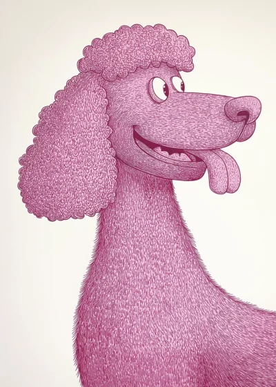 Plakat Pies pudel różowy