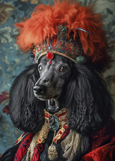 Plakat Portret psa Pudel Królewski