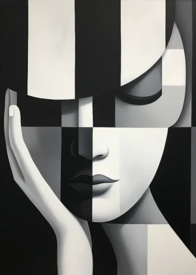 Plakat Twarz kobiety czarno-biała nr 1