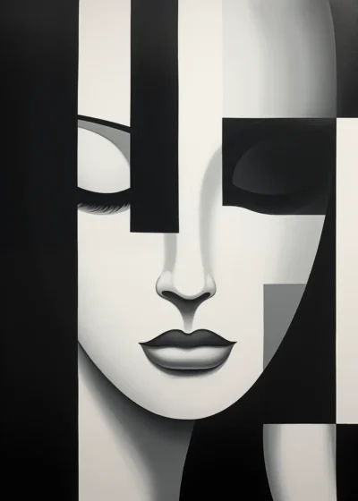 Plakat Twarz kobiety czarno-biała nr 2