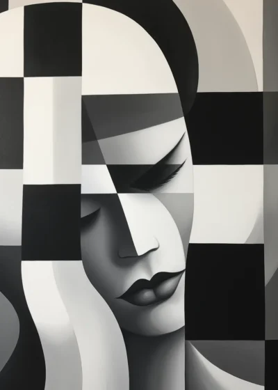 Plakat Twarz kobiety czarno-biała nr 3