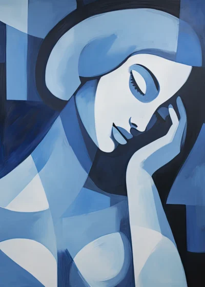 Plakat Twarz kobiety niebieska