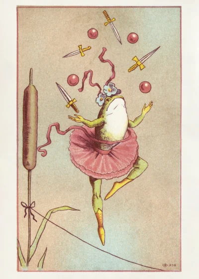 Plakat Vintage Żaba stara reklama nici do szycia