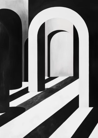 Plakat Czarno-biała abstrakcja geometryczna kolaż