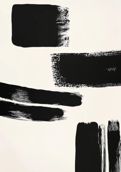 Plakat czarno-biały Abstrakcyjne pociągnięcia pędzla