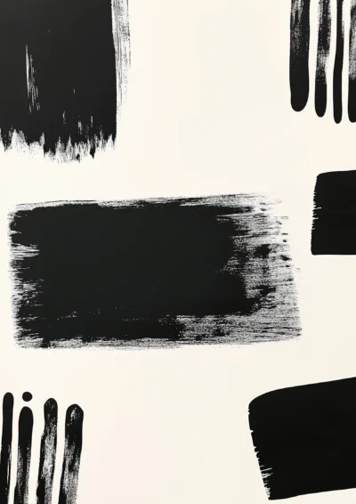 Plakat Abstrakcyjne czarno-białe plamy farby