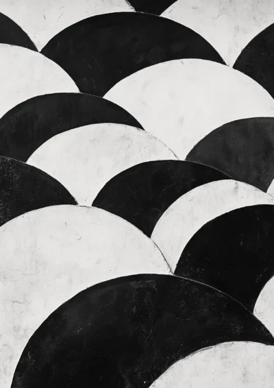 Plakat Abstrakcyjne czarno-białe koła origami