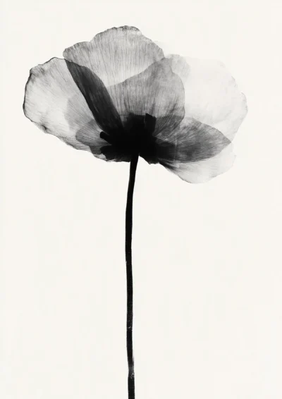 Plakat Monochromatyczny kwiat maku na białym tle
