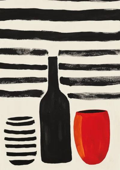 Plakat abstrakcyjne butelki w czerni i czerwieni
