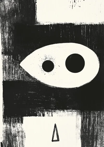 Plakat abstrakcyjna czarno-biała twarz z okiem