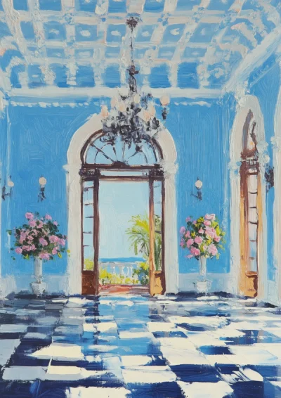 Plakat Pałac w błękitach z lustrzanym odbiciem