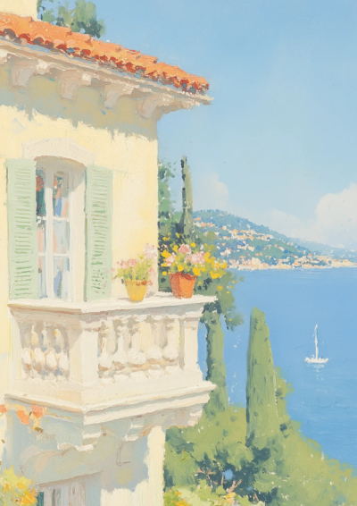 Plakat włoskie miasteczko Portofino nad morzem