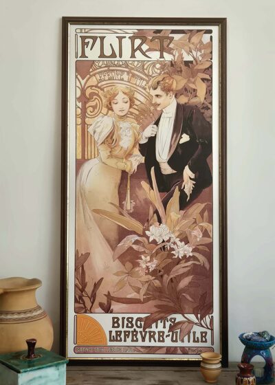 Plakat na płótnie w ramie FLIRT Alfons Mucha 49x103 cm