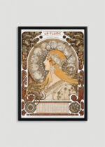 Plakat w ramce: La Plume Alfons Mucha 1899 secesja art nouveau