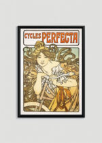 Plakat w ramce: Cycles Perfecta Alfons Mucha secesja kobieta rower