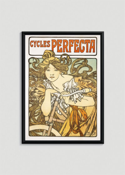 Plakat w ramce: Cycles Perfecta Alfons Mucha secesja kobieta rower