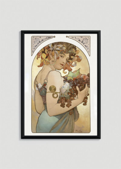 Plakat w ramce: Alfons Mucha kobieta jesień winogrona secesja