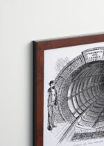 Plakat oprawiony w drewnianą brązową ramkę Vintage Italia: Portal of The Broadway Tunnel Broadway Underground Railway Nowy Jork 1870