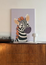 do pokoju dziecięcego zebra z kolorową grzywą skandynawski obraz na płótnie