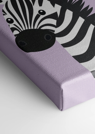 do pokoju dziecięcego zebra na pastelowym lawendowym tle obraz na płótnie