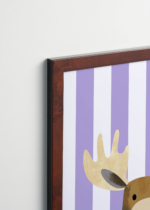 Plakat oprawiony w drewnianą brązową ramkę Vintage Italia: łoś skandynawski pastelowy do pokoju dziecięcego