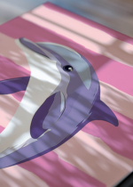 Zbliżenie na detale plakatu: delfin pastelowy skandynawski do pokoju dziecięcego
