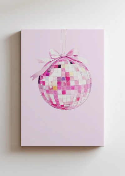 różowa kula disco mozaika glamour do pokoju dziecięcego obraz na płótnie