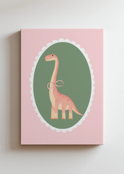 do pokoju dziecięcego dinozaur brachiozaur pastelowy vintage obraz na płótnie