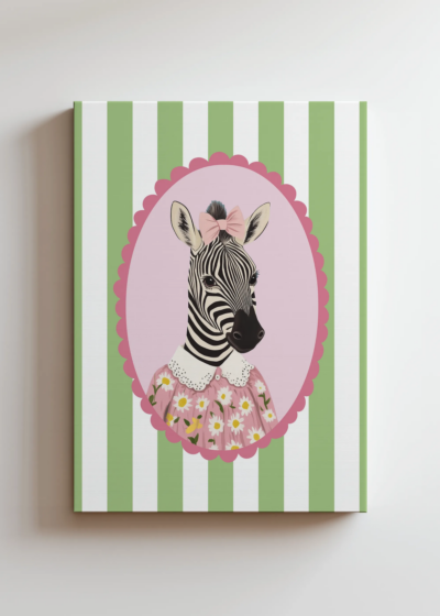 zebra vintage pastelowy do pokoju dziecięcego obraz na płótnie