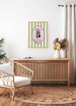 Aranżacja wnętrza, na ścianie wisi plakat w ramce: zebra vintage pastelowy do pokoju dziecięcego