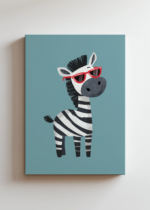zebra w czerwonych okularach do pokoju dziecięcego obraz na płótnie