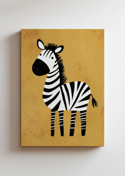 do pokoju dziecięcego zebra safari na pomarańczowym tle obraz na płótnie