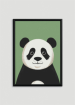 Plakat w drewnianej czarnej ramce: do pokoju dziecięcego panda wielka skandynawski