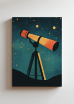 astronomiczny teleskop wśród gwiazd do pokoju dziecięcego obraz na płótnie