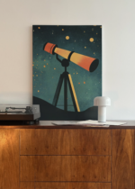 astronomiczny teleskop wśród gwiazd do pokoju dziecięcego obraz na płótnie