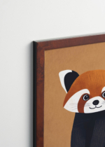 Plakat oprawiony w drewnianą brązową ramkę Vintage Italia: panda ruda ilustracja do pokoju dziecięcego