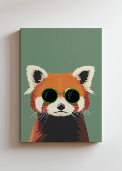 do pokoju dziecięcego czerwona panda w okularach skandynawski obraz na płótnie