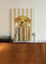 szczeniak golden retriever vintage do pokoju dziecięcego obraz na płótnie