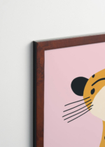 Plakat oprawiony w drewnianą brązową ramkę Vintage Italia: wesoły gepard do pokoju dziecięcego