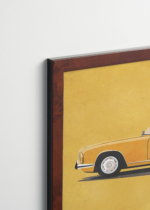 Plakat oprawiony w drewnianą brązową ramkę Vintage Italia: samochód retro kabriolet vintage pomarańczowy do pokoju dziecięcego