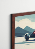 Plakat oprawiony w drewnianą brązową ramkę Vintage Italia: vintage bolid samochód wyścigowy retro do pokoju dziecięcego