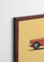 Plakat oprawiony w drewnianą brązową ramkę Vintage Italia: do pokoju dziecięcego czerwony kabriolet retro vintage auto klasyczny