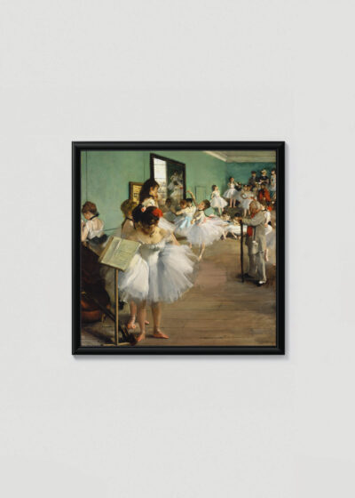 Plakat w drewnianej czarnej ramce: Klasa tańca Edgar Degas baletnice impresjonizm