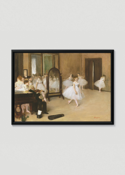 Plakat w drewnianej czarnej ramce: Klasa tańca Edgar Degas impresjonizm balet 1874